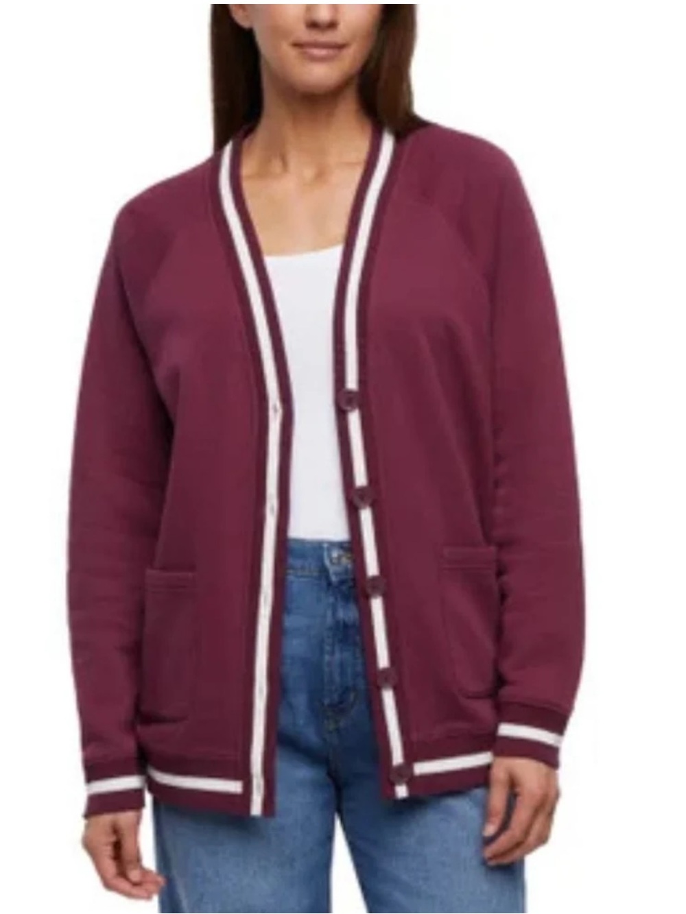 GAP Ladies XS Burgundy Button-Front Cardigan Jacket